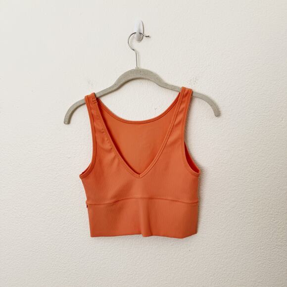 [Lululemon] Golden Apricot Power Pivot Ribbed Cropped Tank Top Reversible Size 4 - Picture 3 of 11